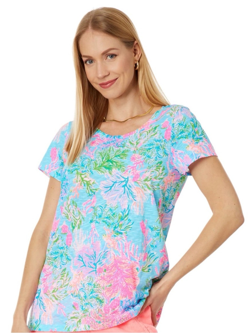 Lilly Pulitzer Etta Scoop neck top Celestial Blue Cay to my Heart